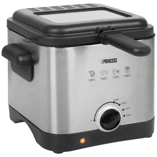 Princess 182612 Friteuse 1000 W revêtement anti-adhésif, protection contre la surchauffe argent, noir