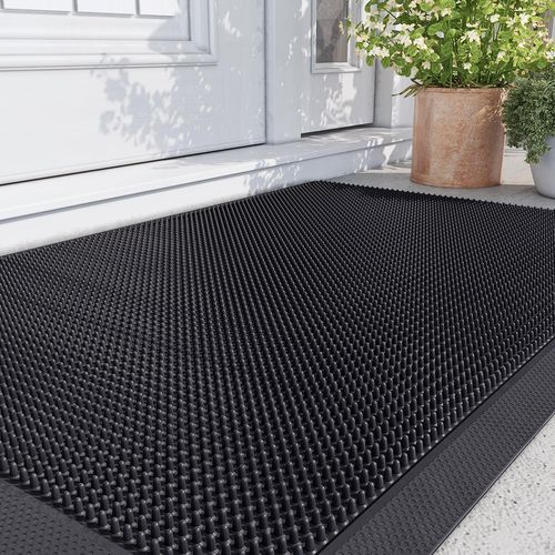 Paillasson Exterieur Entree 91.5 X 122 Cm,Dessous En Caoutchouc Antidérapant,Profil Bas,Imperméable Tapis Entree Interieur Pour Porte,Jardin,Cour,Noir