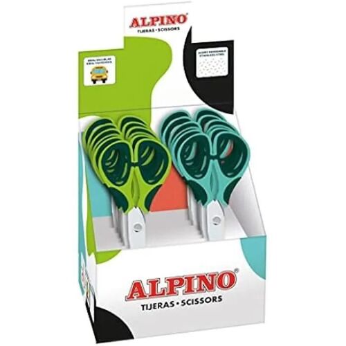 Ciseaux Colorés - Alpino - 12 Ciseaux - Ergonomiques - Acier Inoxydable - 130 Mm