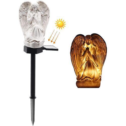 Lumière Solaire Angle Extérieur Pour Cimetière, Led Lampe D'ange Imperméable À L'eau, Lumières Solaires D'ange Pour Jardin, Balcon, Cour, Cadeaux Commémoratifs