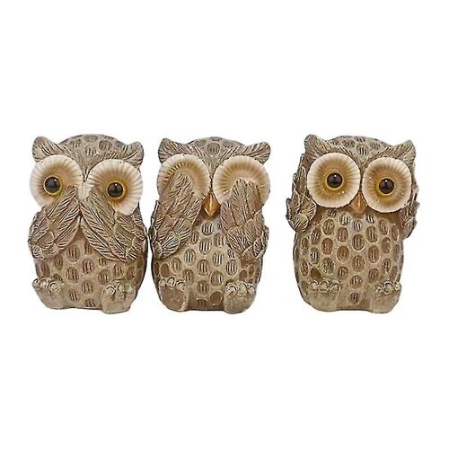 3pcs Statue de hibou Réaliste Aspect Créatif Postures Résine Animal Hibou Sculptures Étagère Décoration de bureau Pour la maison