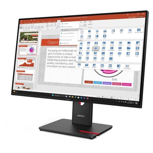 Lenovo ThinkVision T27-40 - Écran LED - 27" - 1920 x 1080 Full HD (1080p) @ 120 Hz - IPS - 300 cd/m² - 1500:1 - 4 ms - HDMI, VGA, DisplayPort - noir eclipse