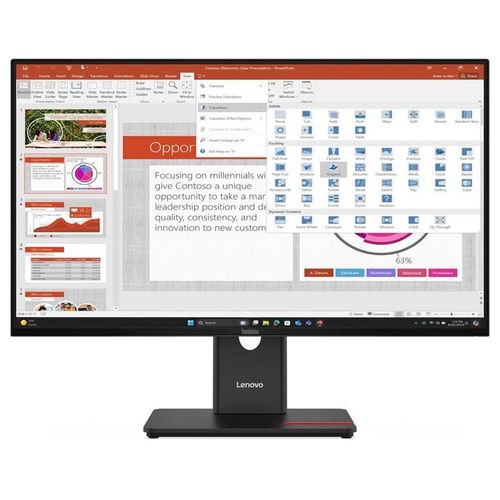 Lenovo ThinkVision T27-40 - Écran LED - 27" - 1920 x 1080 Full HD (1080p) @ 120 Hz - IPS - 300 cd/m² - 1500:1 - 4 ms - HDMI, VGA, DisplayPort - noir eclipse