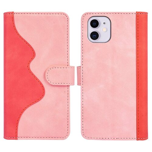 Étui en cuir Flip pour iPhone 11 6,1 pouces, Couleur Épissage Stand Portefeuille Coque Smartphone