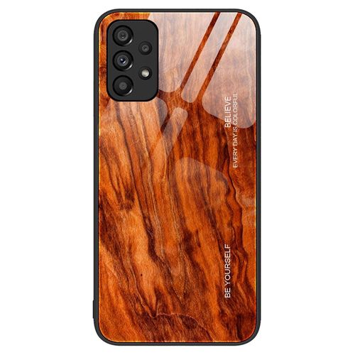 Pour Samsung Galaxy A53 5g Motif En Bois Précis Découpe Couverture Verre Trempé + Coque De Téléphone Tpu