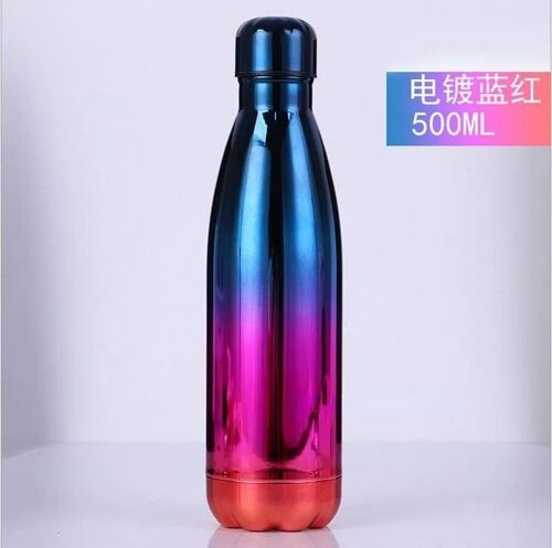 500ml - Bleu Rouge - Fiole À Vide Isolée À Double Paroi File, Bouteille D'eau En Acier Inoxydable, Cola, Eau, Bière, Thermos Pour Bouteille De Sport