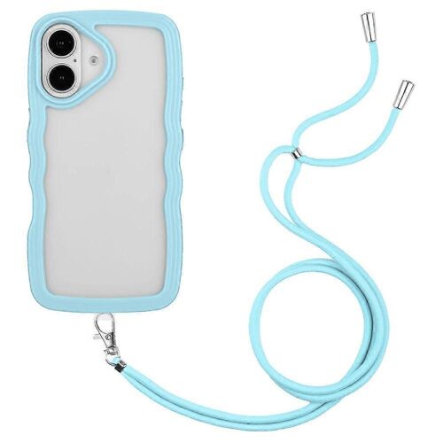 Pour Iphone 16 Plus Coque Wavy Edge Design Pc + Tpu Housse De Téléphone Antichoc Avec Lanière Réglable - S