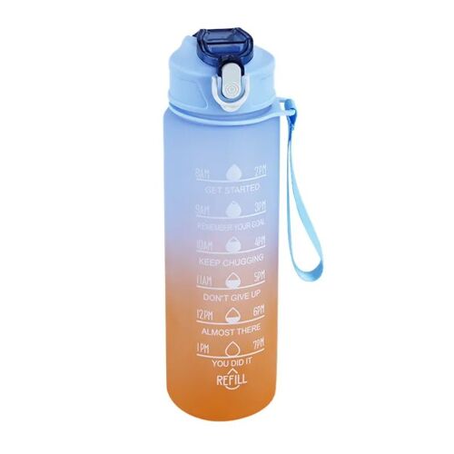 900ml - Bleu - Bouteille D'eau De Sport Avec Marqueur De Temps, Tasse Anti-Fuite, Bouteille D'eau Portable De Motivation Pour Le Sport De Plein Air, Fitness, Sans Bpa, 900ml