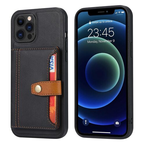 Étui en TPU enduit de cuir PU à protection complète avec fentes pour cartes Béquille pour iPhone 12 Pro Max