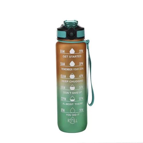 1.0l - Vert Orange - Bouteille D'eau De Motivation Étanche Hi Drinking, Carafes De Fitness Pour La Cuisine, Carafe De Sport, Carafe De Voyage En Plein Air, Standardisation
