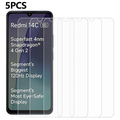 5pcs Pour Xiaomi Redmi 14c 5g Screen Protector 0.3mm 2.5d Tempered Glass Clear Film