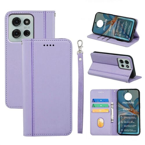 HX01 Pour Motorola Moto G75 5G Étui Portefeuille Fermeture Magnétique Housse de Téléphone En Cuir PU - Violet