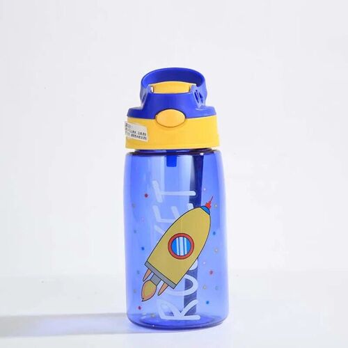 480ml - Bleu - Gobelet À Eau De Dessin Animé Pour Enfants, Boissons Pour Tout-Petits Portables, Normes Pour Enfants, Boissons Hi Avec Pailles Et Légumes, 480ml