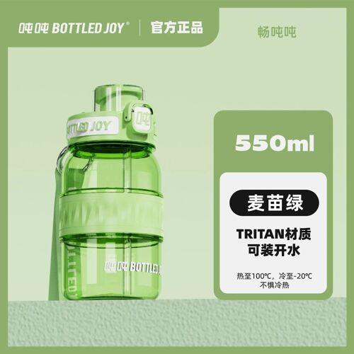 550ml.750ml.1000ml - 550 Ml De Blé Vert - Bouteille D'eau En Plastique Mince Pour Enfants, Bouteille En Tritan Portable, Bouteille Droite, Adaptée Aux Étudiants, Extérieur, Joy Wang Yibo