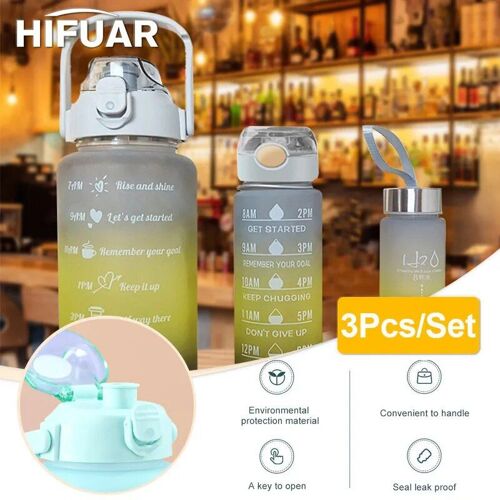 As Picture - 1pc 800-900ml B - Bouteille D'eau De Dehors Portable En Plastique De Grande Capacité, Avec Paille, Pour Voyage En Plein Air, Gym, Fitness, 3 Pièces/Ensemble