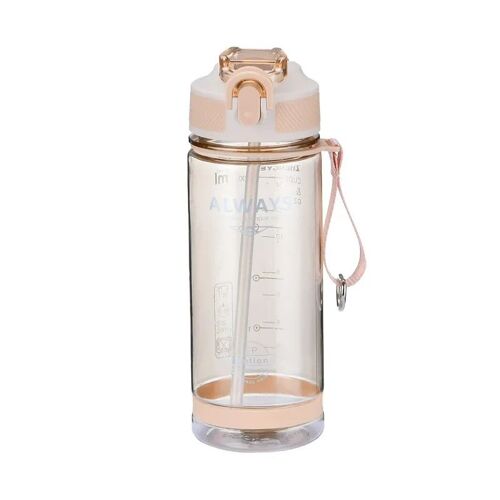 800ml - Brun - Bouteille D'eau De Sport En Plastique Transparent Sans Bpa Avec Paille Pour Homme, Verres Pour Le Camping, La Randonnée, L'extérieur