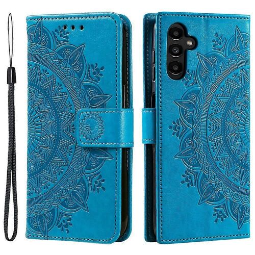 Pour Samsung Galaxy A36 5g Case Imprimé Totem Pu Cuir Portefeuille Stand Couverture De Téléphone - Bleu