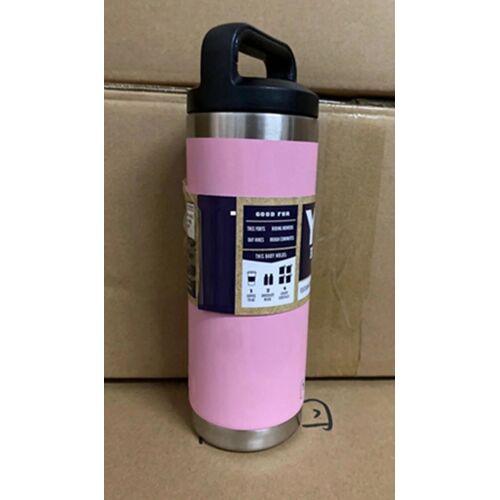 18 Oz - Rose - Bouteille D'eau En Acier Inoxydable, Gobelet De Voyage, Gobelet Isolé, Double Paroi, Revêtement En Poudre, Bouche Large, 3 Logos, 18oz