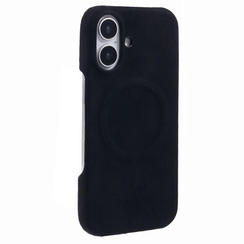 Pour iPhone 16 Plus Coque compatible avec MagSafe Skin-Touch Leather+PC Back Cover - Noir