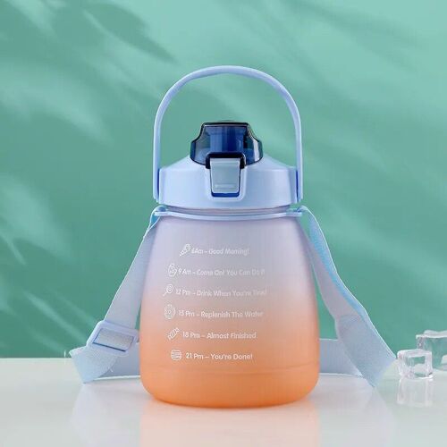 1.3l - Bleu - Marqueur De Temps De Paille De Bouteille D'eau En Plastique Conviviale Ré, Autocollants Mignons, Tasse À Boire Portable Pour Filles, Sports De Plein Air, Fitness, Étudiants