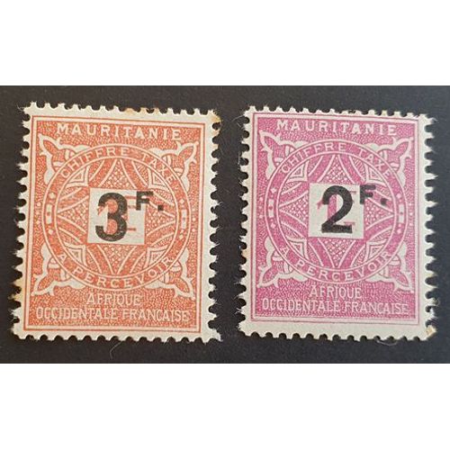 Mauritanie Timbre Taxe Neuf Y&t N° 25 26 Lot De 2 Timbres De 1927 Cote 7.50
