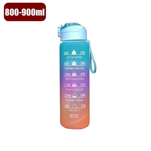 Bouteille D'eau Portable En Paille Arc-En-Ciel Avec Marqueur De Temps, Gobelet De Motivation Pour Dehors En Plein Air, Fitness