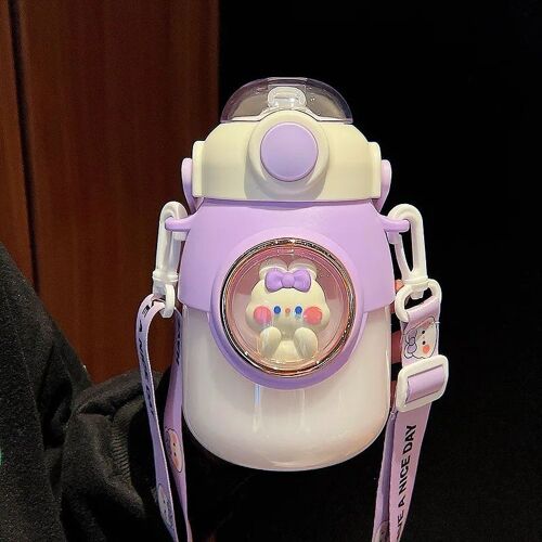 820 Ml Bleu Clair - Bouteille D'eau En Paille Ours Kawaii Pour Enfants, Bouilloire En Plastique, Tasse À Boire, Grande Capacité, Mignon