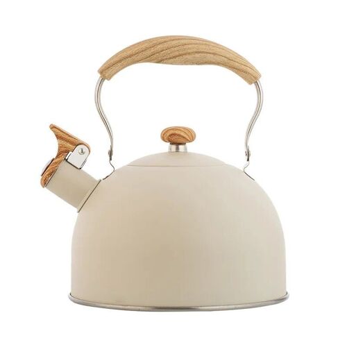 2.5l - Beige-1 - Bouilloire Avec Sifflet À Fond Plat 2,5 L, Casserole Européenne En Acier Inoxydable De Grande Capacité, Chaudière À Eau Classique Pour Toutes Les Cuisinières