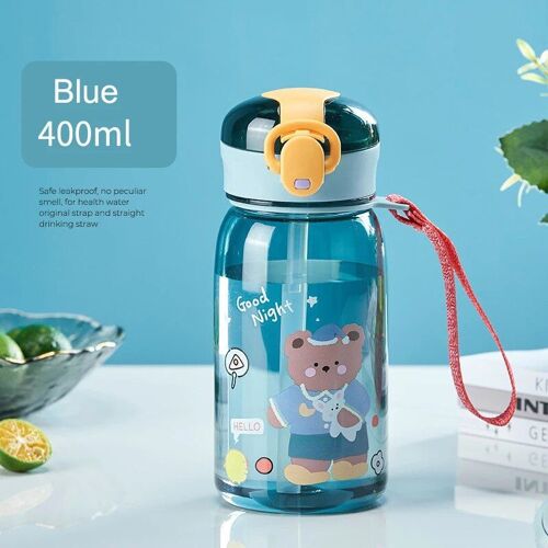 400ml - Bleu - Gobelet À Eau Avec Paille Pour Enfants, Bouteille De Dessin Animé Étanche, Portable En Plein Air Hi, Belle Tasse Pour Enfants, Kawaii