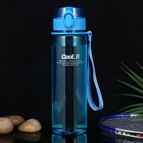 560ml - Bleu Transparent - Gourde Créative En Plastique Avec Couvercle De Saut De Balle, Bouteille D'eau, Gobelet De Dehors Givré, Portable, Pour Étudiants