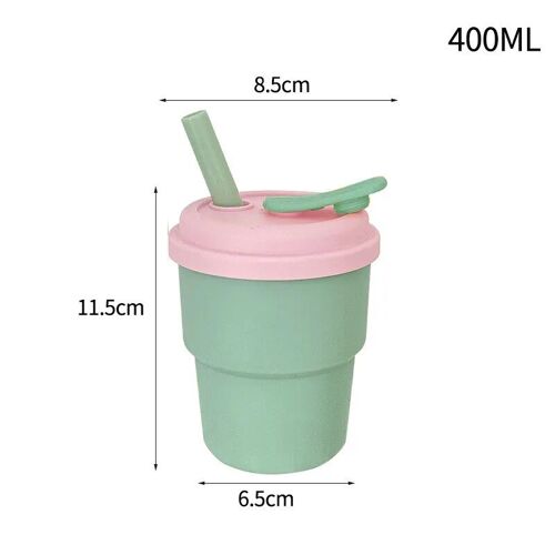 400ml - Tasse À Café En Silicone Avec Couvercle Et Paille, Tasse De Voyage Portable Hi, Anti-Fuite, Jus Froid, Lait, Thé, Eau Potable, 400ml