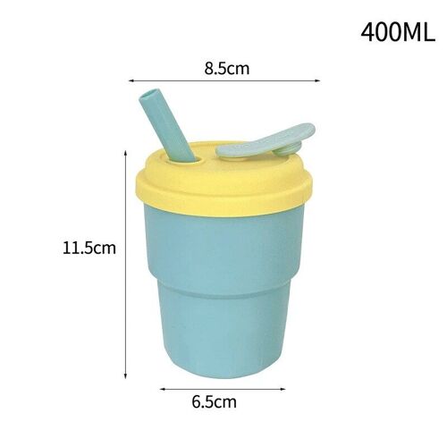 400ml - Tasse À Café En Silicone Avec Couvercle Et Paille, Tasse De Voyage Portable Hi, Anti-Fuite, Jus Froid, Lait, Thé, Eau Potable, 400ml