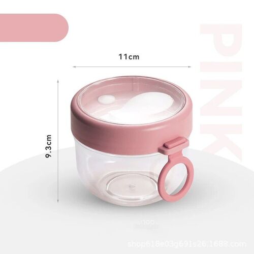 Rose - Tasse De Petit Déjeuner Portable Multifonction Transparente Pour La Nuit, Récipient Alimentaire Avec Couvercle Et Cuillère Pour Lait De Céréales Ou Yogogsigné, 600ml