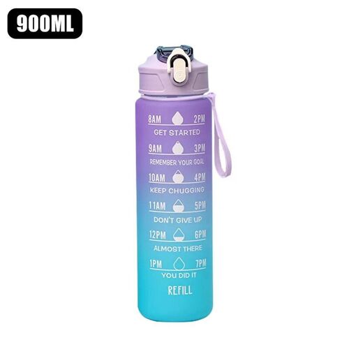 900ml - B-900ml-9 - Bouteille D'eau Portable Avec Paille Pour Femme, Grande Tasse De Fitness, Eau Froide D'été Avec Échelle De Temps, Voyage Hi Sports, Filles