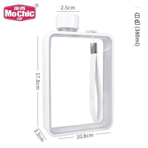 Bouteille A5 Blanche - Bouteille D'eau A5 Transparente, Pour Le Sport, Le Voyage, Le Fitness En Plein Air, Bouilloire Plate Portable De 380ml