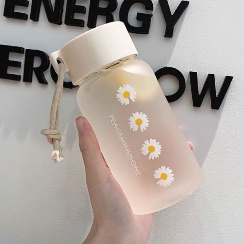 1pcs - Quatre Fleurs B - Bouteille D'eau De Dessin Animé Mignon, Tasse De Sport Chrysanthème, Articles Gratuits, 500ml, Offre Spéciale, Petit