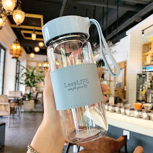 480ml - Bleu - Bouteille En Verre Avec Infuseur À Thé Pour Hommes Et Femmes, Manchon Isolant, Sangle, Haute Température, Boire Du Lait Hi, Mode, 480ml