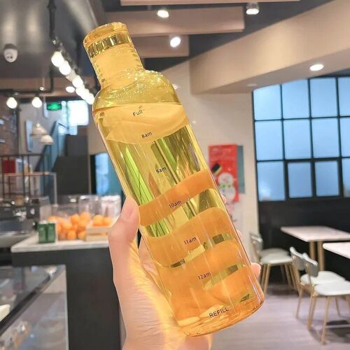 1pcs - Orange 500 Ml - Bouteille D'eau En Plastique Avec Marque De Temps Hi Pour Filles, Fuite D'eau Potable, Vert, Livraison Gratuite