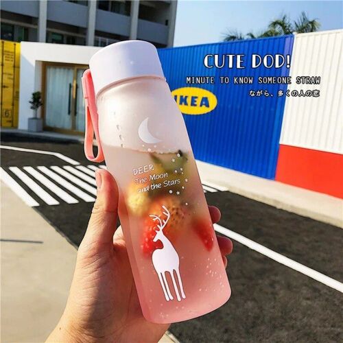 1pcs - Rose Givré B - Bouteille D'eau De Dehors En Plastique Pour Fille, Avec Marque De Temps, Fitness