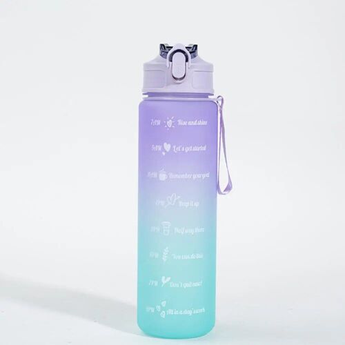 Violet Vert - Bouteille D'eau En Diamant Nickel É Avec Paille Pour Filles, Bouteille D'eau De Sport, Plastique Réutilisable, Standardiste, Étudiant Adulte, 600ml