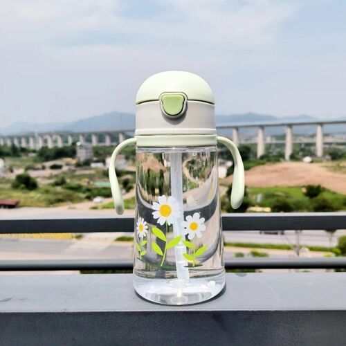 600ml Or 500ml - 500 Ml Vert - Bouteille D'eau En Forme De Dinosaure De Dessin Animé Pour Enfants, Paille En Silicone, Sangle Initiée, Fuite D'eau, Enfants, École, Livraison Directe