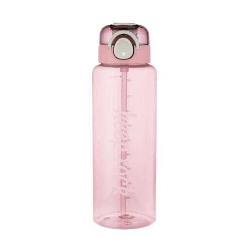 Rose Transparent - Bouteille D'eau Avec Paille Conviviale Rée, Étanche, Avec Échelle De Temps, Pour Fitness, Sports De Plein Air, Motivation, Standardisation
