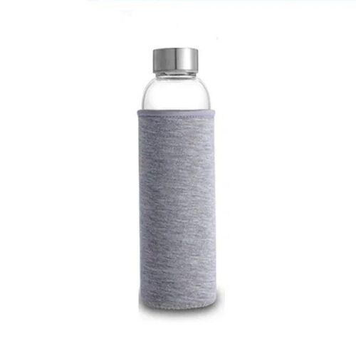 360ml - Gris - Bouteille D'eau En Verre, Résistante Aux Hautes Températures, Pour Le Sport, Avec Sac De Protection, Sans Bpa, Pour Les Voyages