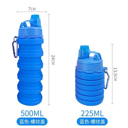500ml - Bluea - Bouteille D'eau Portable En Silicone Rétractable De 500ml, Pliable, Pour Voyage En Plein Air, Tasse Avec Mousqueton