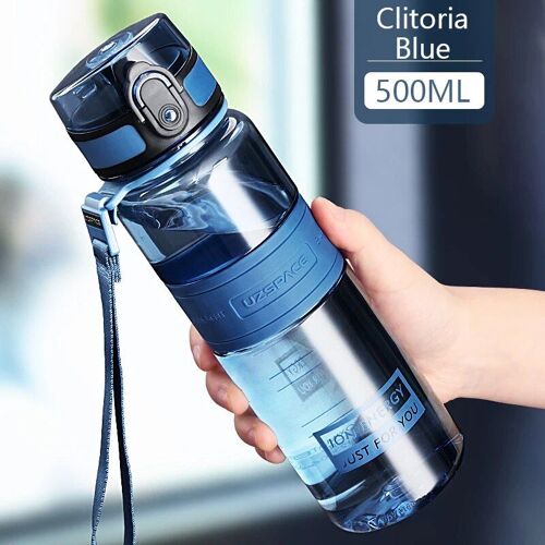 500 Ml De Clitoria Blue - Bouteille D'eau De Sport Hi Pour Enfants Et Couples, Verres De Voyage En Plein Air, Portable, Étanche, Plastique Tritan, Sans Bpa