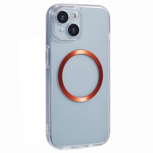 Pour iPhone 14 Coque compatible avec MagSafe CD Vein TPU Housse de téléphone acrylique - Orange