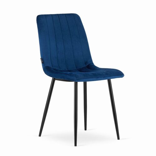 Chaise Cuisine/Salon, Artool, Lava, Velours, Métal, Bleu Marine Et Noir, 43x51x90 Cm