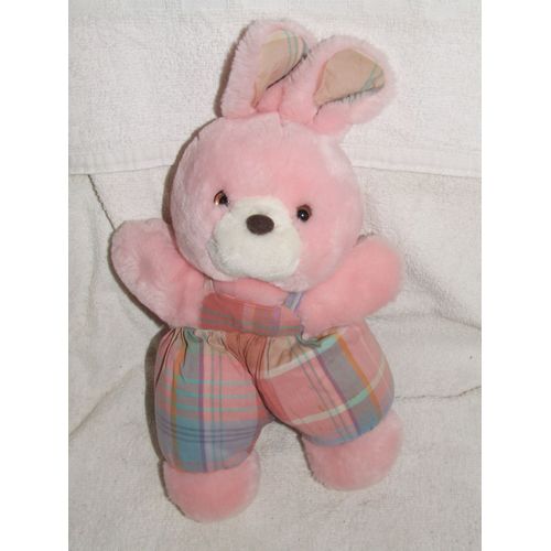 Lapin Nounours Rose Carreaux