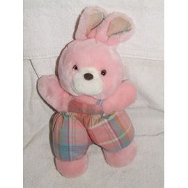 Lapin Nounours Rose Carreaux