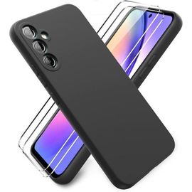 Coque Silicone NOIR Mat Pour SAMSUNG GALAXY S23 PLUS + 2 Verre trempé Film Protection écran - Anti Rayures - Ultra Résistant Dureté 9H